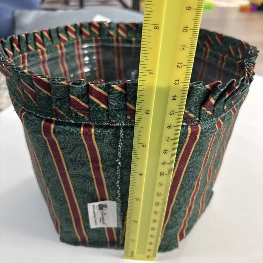 Longaberger darning basket liner. Emerald green red stripe PLUS 2 Liners 6.5x9